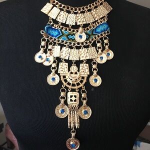 Aldo Gold and Blue Statement Necklace